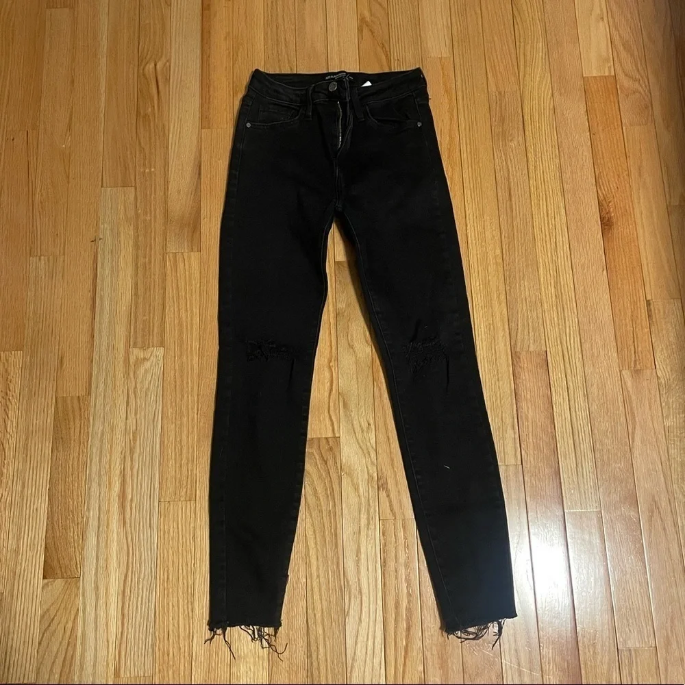 Just Black Denim Black Ripped Skinny Jeans Size 26